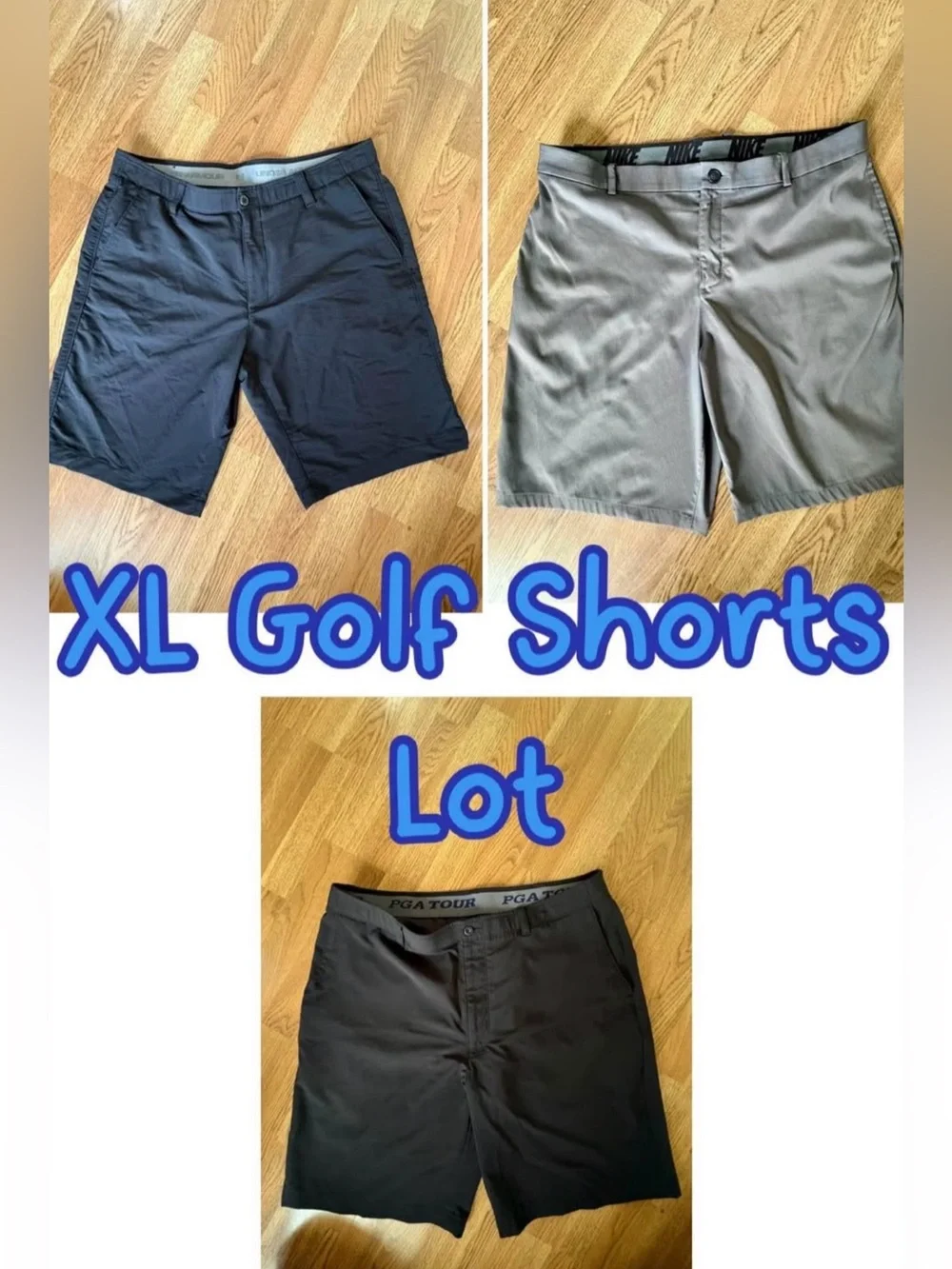 3 pairs-Nike, Under Armour, and PGA Tour XL Golf Shorts Lot